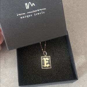 Gold and Black Initial Pendant Necklace